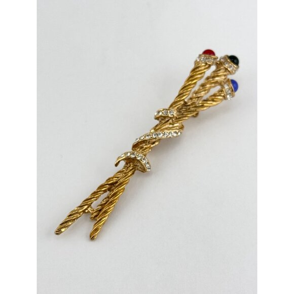Vintage mogul glass jewel rhinestone scepter brooch pin - Picture 4 of 5